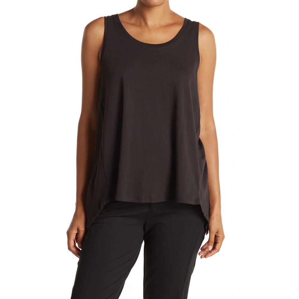 H Halston Women's Cotton Crossover Surplice Back Tank Top In Black Size M